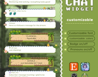 Pixel Twitch Chat Widget - Natur Froggy Stream Overlay - StreamElements (Digitaler Download)