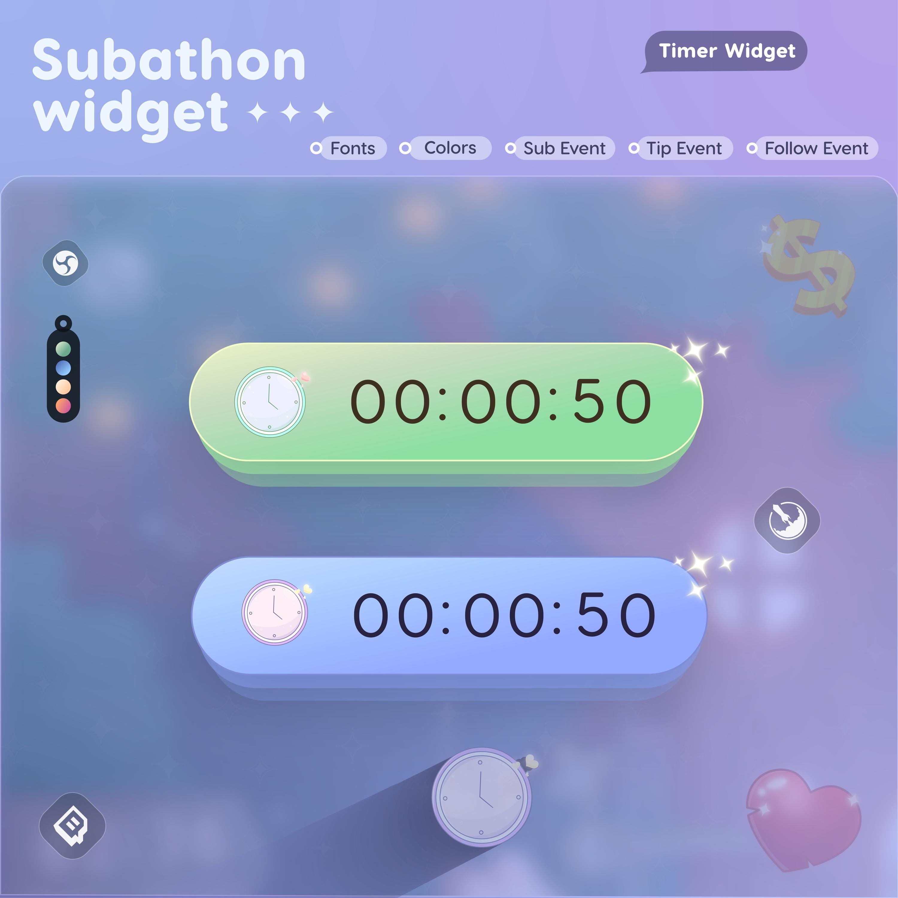 Subathon Countdown Timer Subathon Timer Widget | Twitch Streamelements Animated Donathon ...