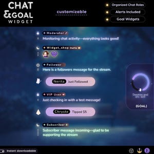 Widżet czatu Neon Moon Glow | Animowana nakładka Twitch StreamElements (pobranie cyfrowe)