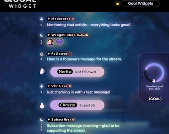 Neon Moon Glow Chat-Widget | Animiertes Overlay für Twitch StreamElements (Digitaler Download)
