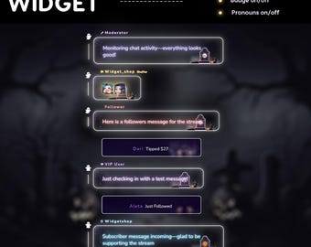 Halloween Twitch Chat Widget - Transparentes Neon Glow Overlay - StreamElements (Digitaler Download)