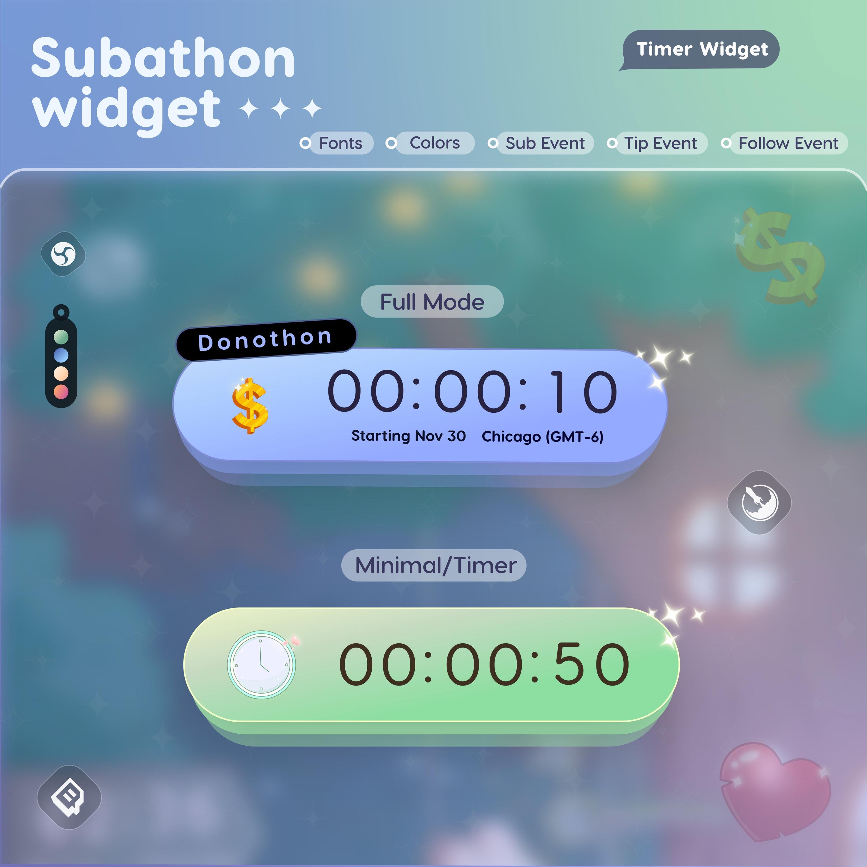 Subathon Timer Widget | Twitch Streamelements Animated Donathon ...