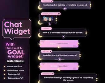 Moon Glow Twitch Chat Widget - Sternennacht Stream Overlay - StreamElements (Digitaler Download)