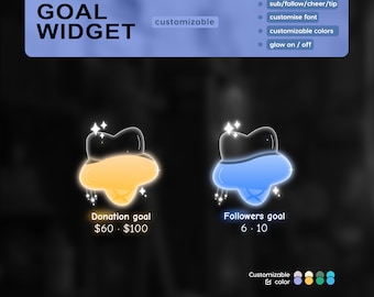 Twitch Liquid Goal Bar Widget - Vtuber Asset - Star Alerts Streamlabs, TikTok Studio, and StreamElements