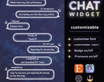 Kawaii Twitch Chat Widget: Pastell Stream Overlay (nur StreamElements) (Digitaler Download)