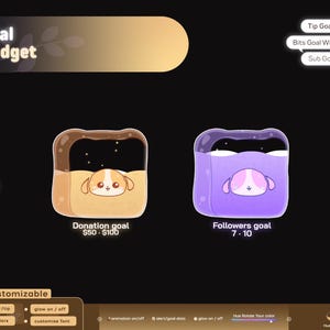 Cute Dog Toast Liquid Filling Goal Widget is fully customisable for Twitch Streamlabs, TikTok Studio, and Streamelements