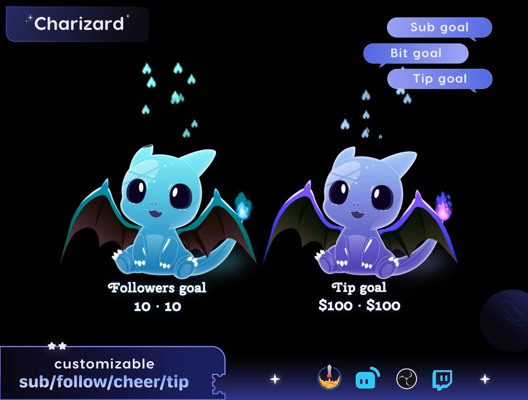 Charizard Animated Twitch Goal Widget for Streamlabs & Streamelements ...