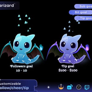 Pokémon Charizard Character Liquid Filling Goal Widget is fully customisable for Twitch Streamlabs, TikTok Studio, and Streamelements