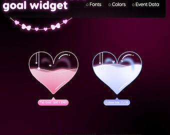 Liebe Herz Twitch Stream Ziel Widget | Anpassbare Streamlabs, Streamelemente (Digitaler Download)