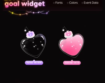 Love Potion Goal Widget | Twitch Streamlabs StreamElements Animated Sub Follower Goal | Kawaii VTuber Streamer
