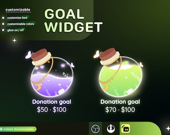 Nature Portion Bottle Glass Goal Widget-Cute Minimal Customizable Goal Widget for Twitch Streamers -Streamelements StreamLabs OBS