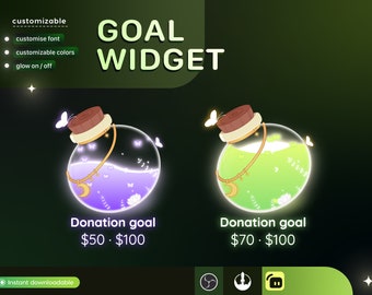 Nature Portion Bottle Glass Goal Widget-Cute Minimal Customizable Goal Widget for Twitch TikTok Studio -Streamelements StreamLabs OBS