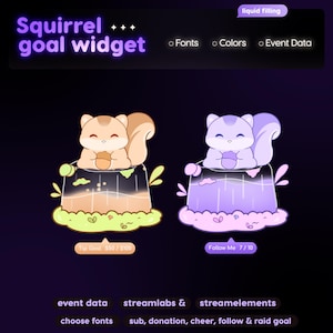 Squirrel Twitch Goal Widget | Liquid Filling Sub, Donation, Follower Goals (Digital Download)