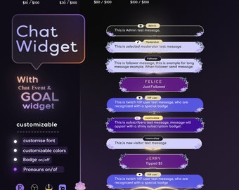 Blumen Lila Twitch Chat Widget: Mystisches Stream Overlay (Digitaler Download)