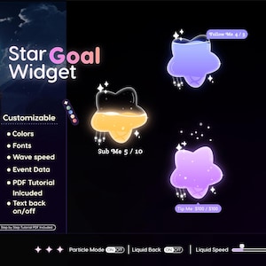Widget d'objectif Star Twitch pour streamers | Sous-marin | Abonné | Don | Entièrement personnalisable