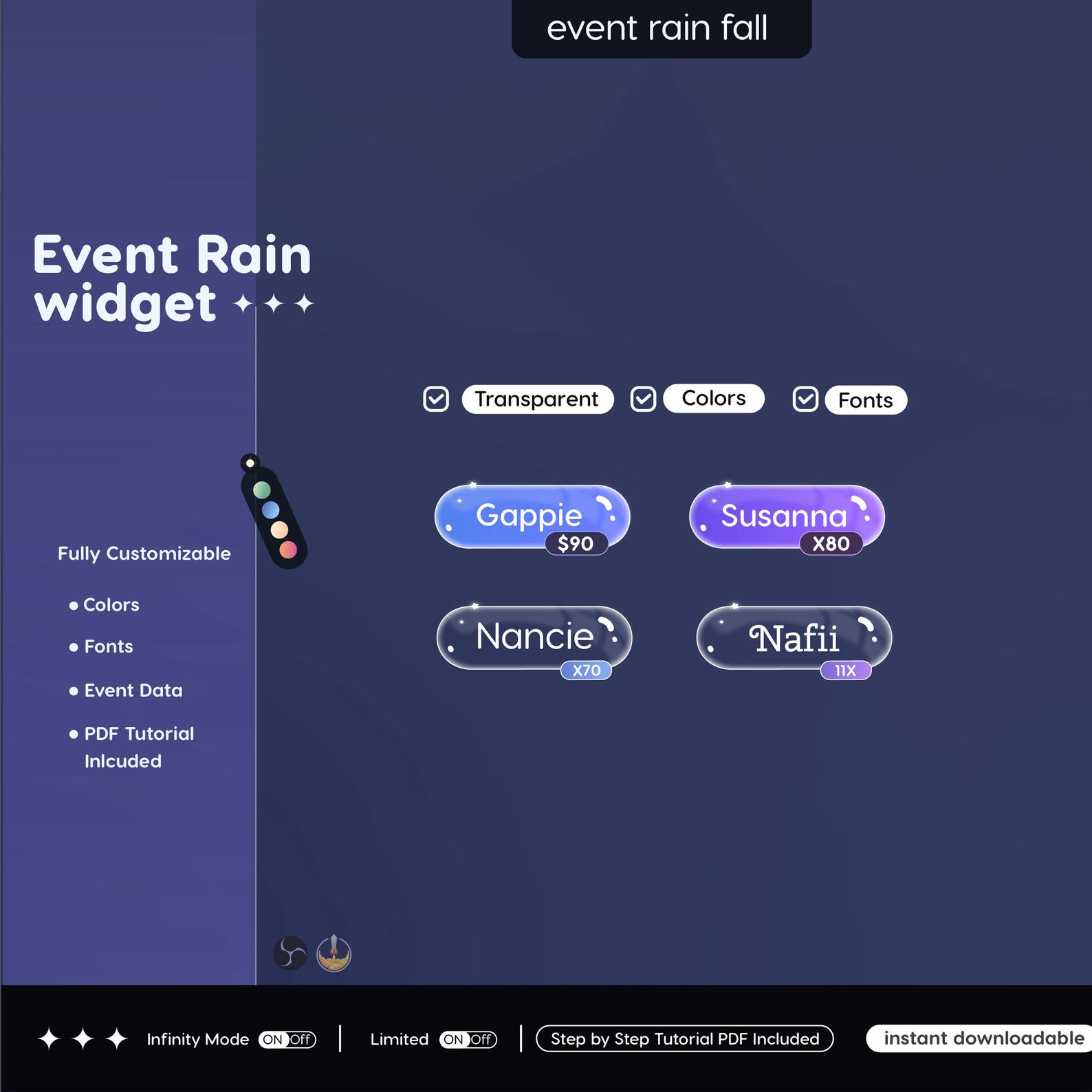 Animated Sub Event Rain Widget for Twitch Streamers (digital Download ...