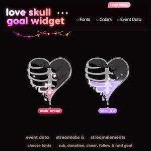 Love Skeleton Goal Widget | Twitch Streamlabs StreamElements Halloween Animated Sub Goal | VTuber Streamer image 5