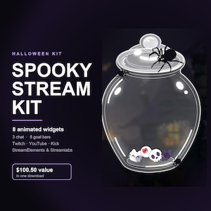 Pack de widgets Twitch Halloween | 8 widgets animés et effrayants pour le chat et les objectifs, superposition de stream pour OBS StreamElements (Téléchargement numérique)