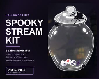 Halloween Twitch Widget Bundle | 8 Animated Spooky Chat and Goal Widgets, Stream Overlay for OBS StreamElements (Digital Download)