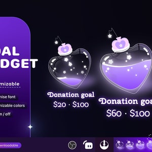 Love Bottle Liquid Filling Goal Widget は、Twitch Streamlabs、TikTok Studio、Streamelements 向けに完全にカスタマイズ可能です。