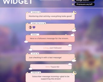 Pastel Moon Chat Widget | Twitch StreamElements OBS Animated Cloud Overlay | Dreamy VTuber Streamer