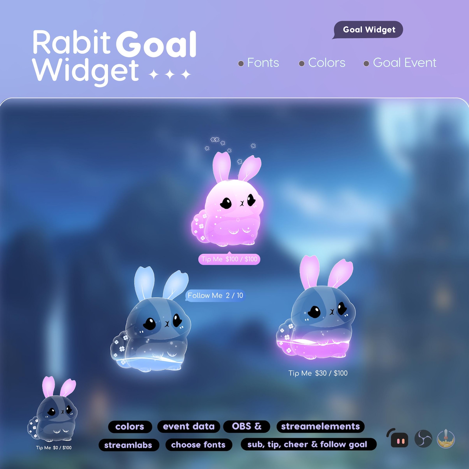 Rabbit Goal Widget | Customizable Streamer Goals (digital Download) - Etsy