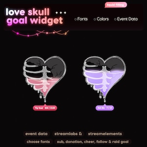 Love Skeleton Goal Widget | Twitch Streamlabs StreamElements Halloween Animated Sub Goal | VTuber Streamer image 9