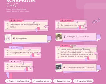 Pastel Scrapbook Chat Widget: Cottagecore Twitch, YouTube, Kick Overlay