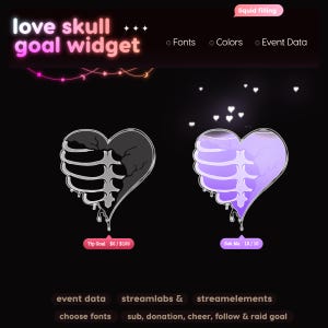 Love Skeleton Twitch Goal Widget | Customizable Streamlabs, Streamelements (Digital Download)