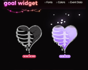 Love Skeleton Goal Widget | Twitch Streamlabs StreamElements Halloween Animated Sub Goal | VTuber Streamer