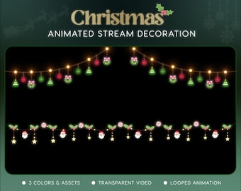 Weihnachtsbaum Stream Dekoration Mit Lichtern, Weihnachtsmann, Blatt Winter Twitch Overlay, Gemütliche Vtuber Aktiva