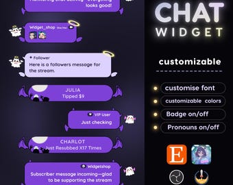 Spooky Twitch Chat Widget - Starry Night Stream Overlay for OBS/StreamElements (Digital Download)