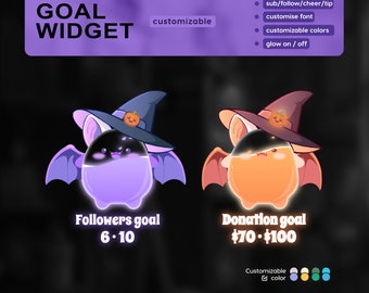 Halloween Bat Goal Widget, Customizable Stream Overlay (Digital Download)