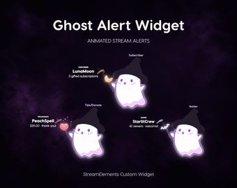 Animated Ghost Alert Widget for StreamElements – Glowing Witch Ghosts, Wand Reactions (Digital Download)