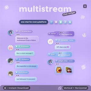 Multistream-chattwidget • Twitch, YouTube, Kick, TikTok (Blueberry Overlay) (digital nedladdning)