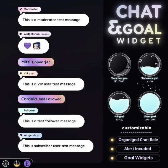 Pastel Gradient Twitch Chat Widget | StreamElements Goal Overlay (Digital Download)