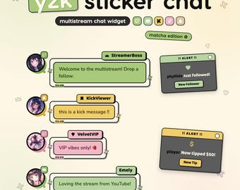 Y2K Sticker Chat Widget • Retro Alerts, Multistream OBS Ready (Digital Download)
