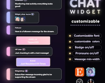 Pastell Neon Glow Twitch Chat Widget | Nur Streamlemente, Einrichtung über OBS (Digitaler Download)
