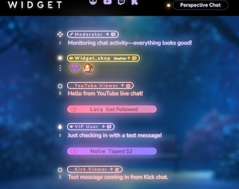 Neon Twitch Chat & Goal Widget | Multistream Glow Overlay (Digital Download)