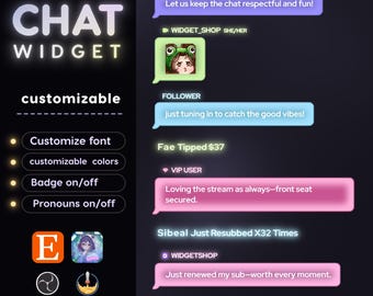 Pastell Glow Twitch Chat Widget | Nur Streamlemente, Rahmen zum ausdrucken (Digitaler Download)