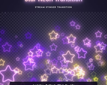 Star Moon & Love Neon Stream Transitions for OBS | 9 Icons | Transparent WebM Stingers