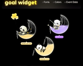 Panda Moon Goal Widget, Twitch Streamlabs Elements (Digital Download)