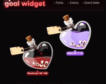 Eye Potion Goal Widget | Twitch Streamlabs StreamElements Halloween Animated Sub Goal | VTuber Streamer