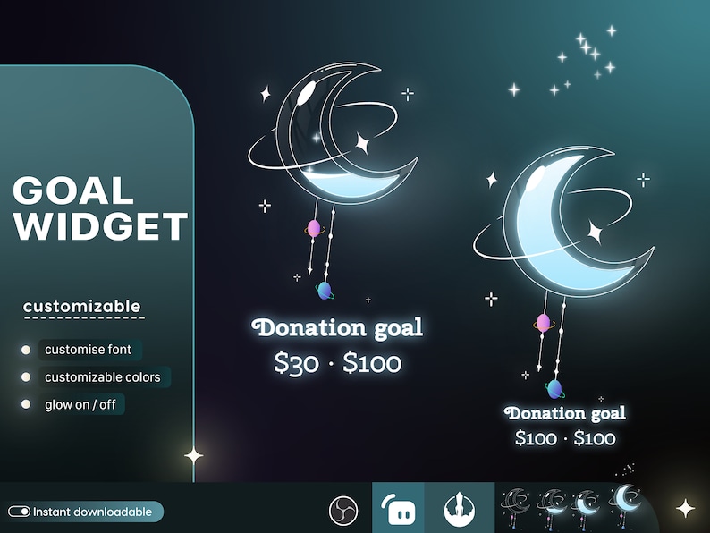 Celestial Moon Cute Liquid Filling Goal Widget is Fully Customisable ...