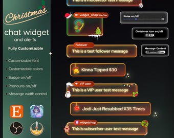Weihnachtliches Twitch Chat Widget – komplett anpassbar | StreamElements und OBS Stream Overlay (Digitaler Download)