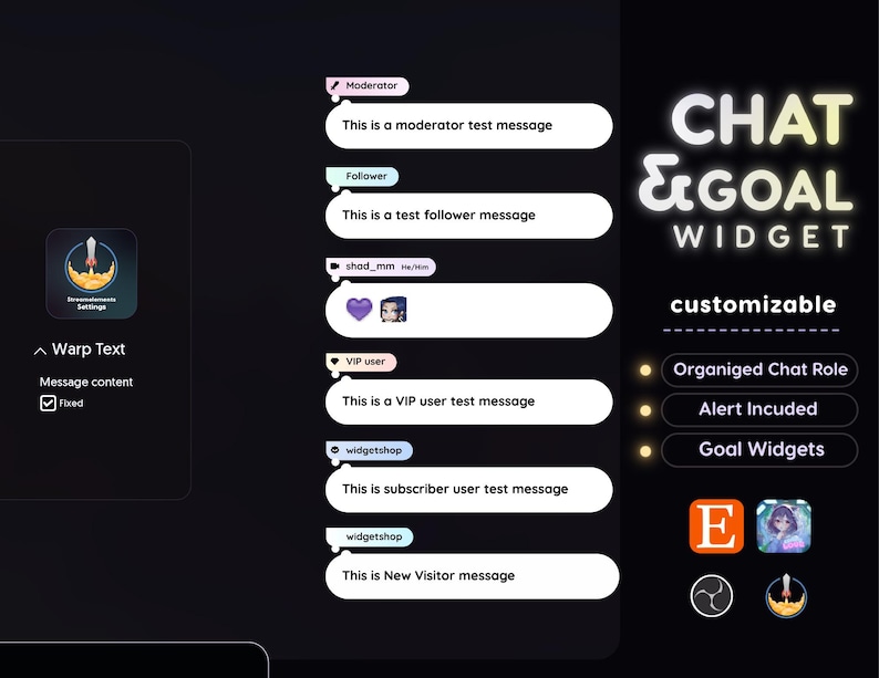 Pastel Gradient Chat Widget | Streamelements Goal Overlay (digital ...