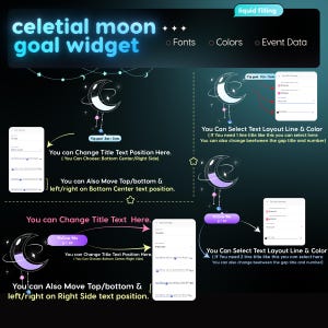 Widget per il raggiungimento degli obiettivi a tema lunare celeste / Tracker animato per lo streaming (Download digitale) immagine 3