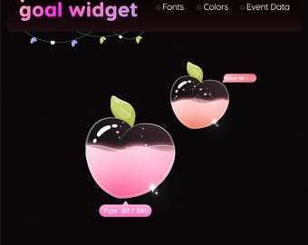 Peach Goal Widget | Twitch Streamlabs StreamElements Minimal Animated Sub Follower Goal | VTuber Streamer