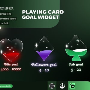 Kasino Card Slot Icon Glas Tor Widget-Süßes Minimales anpassbares Tor Widget für Twitch -Stream Elements StreamLabs OBS