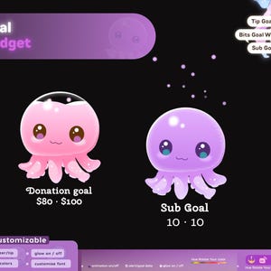 Cute Auctopus Liquid Filling Goal Widget is fully customisable for Twitch Streamlabs, TikTok Studio, and Streamelements.
